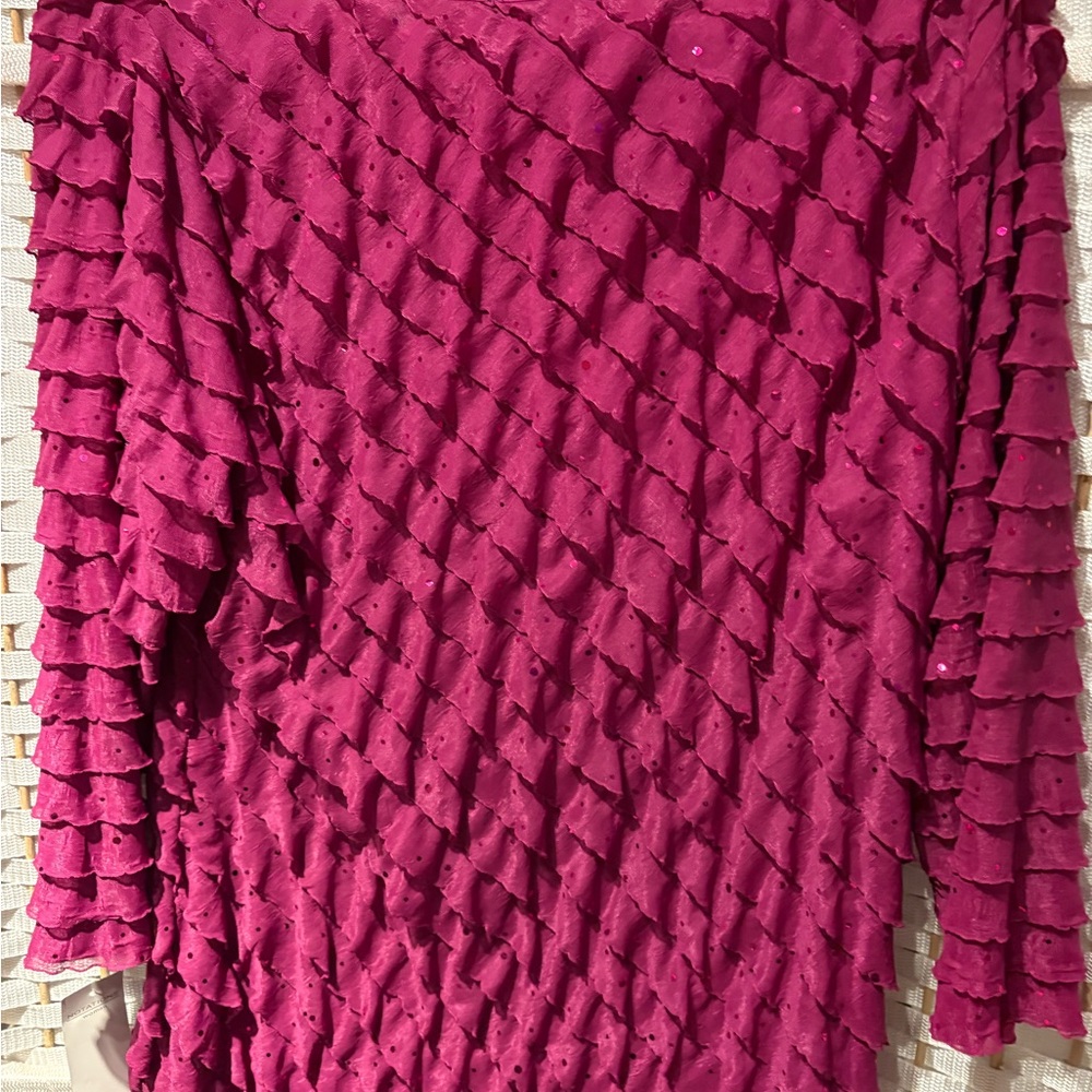 Notations Fuchsia Ruffled Blouse - Picture 8 of 8